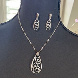 Brighton Elegant Silver Swirl Necklace and Earring Set